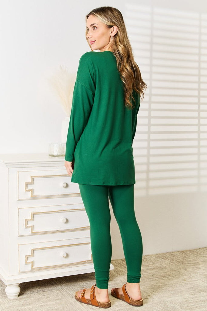 Zenana Lazy Days Full Size Long Sleeve Top and Leggings Set - Willow & Luna