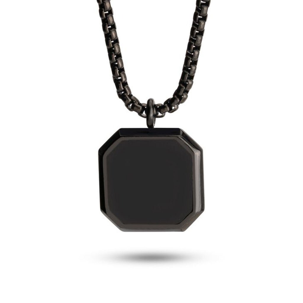 Black Onyx Stone Engravable Necklace For Men - Willow & Luna
