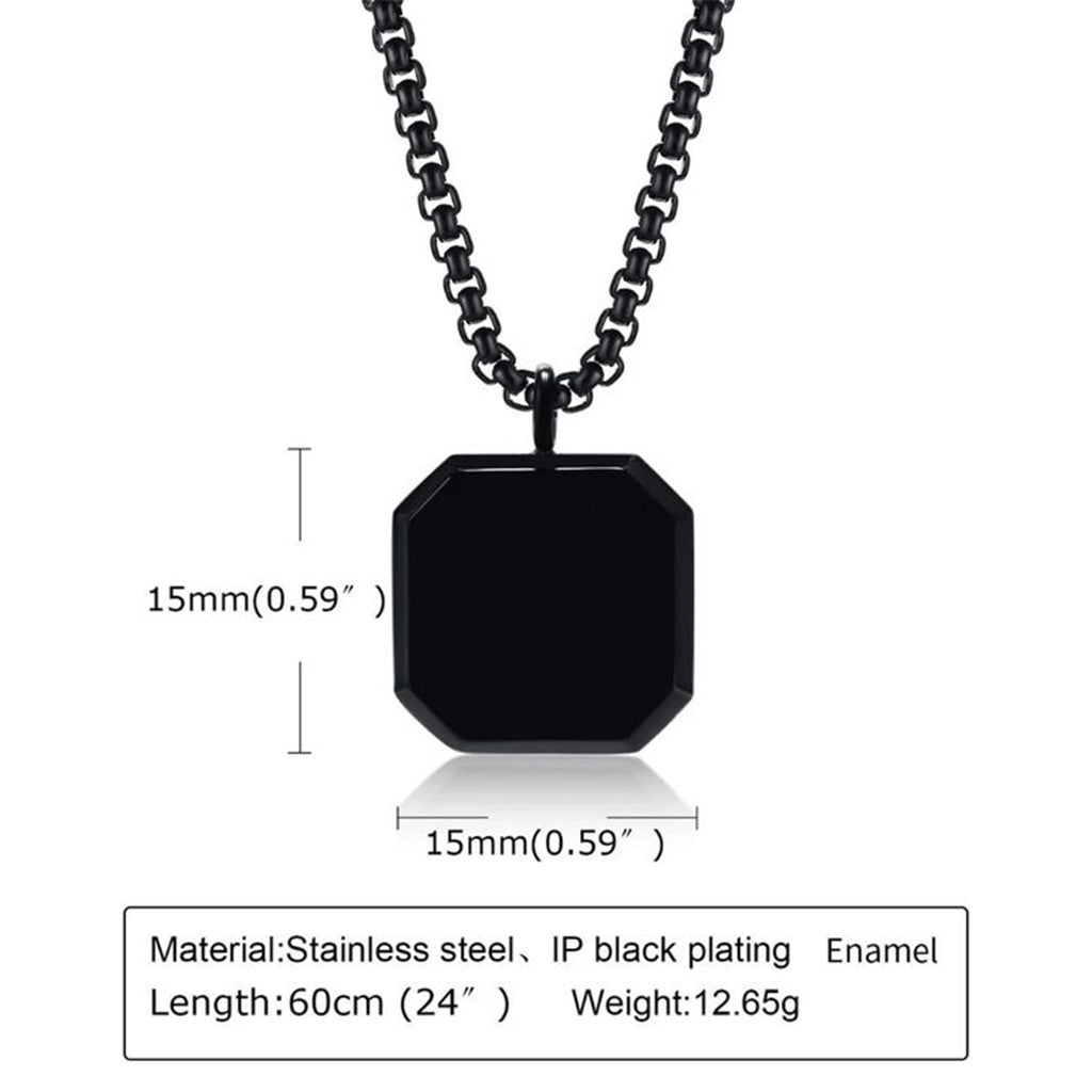 Black Onyx Stone Engravable Necklace For Men - Willow & Luna