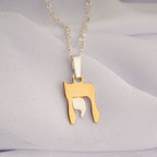 Chai Hebrew Two Tone Necklace with Figaro Chain - Willow & Luna