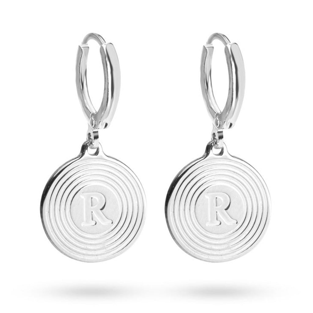 Circle Initial Letter Earrings - Willow & Luna