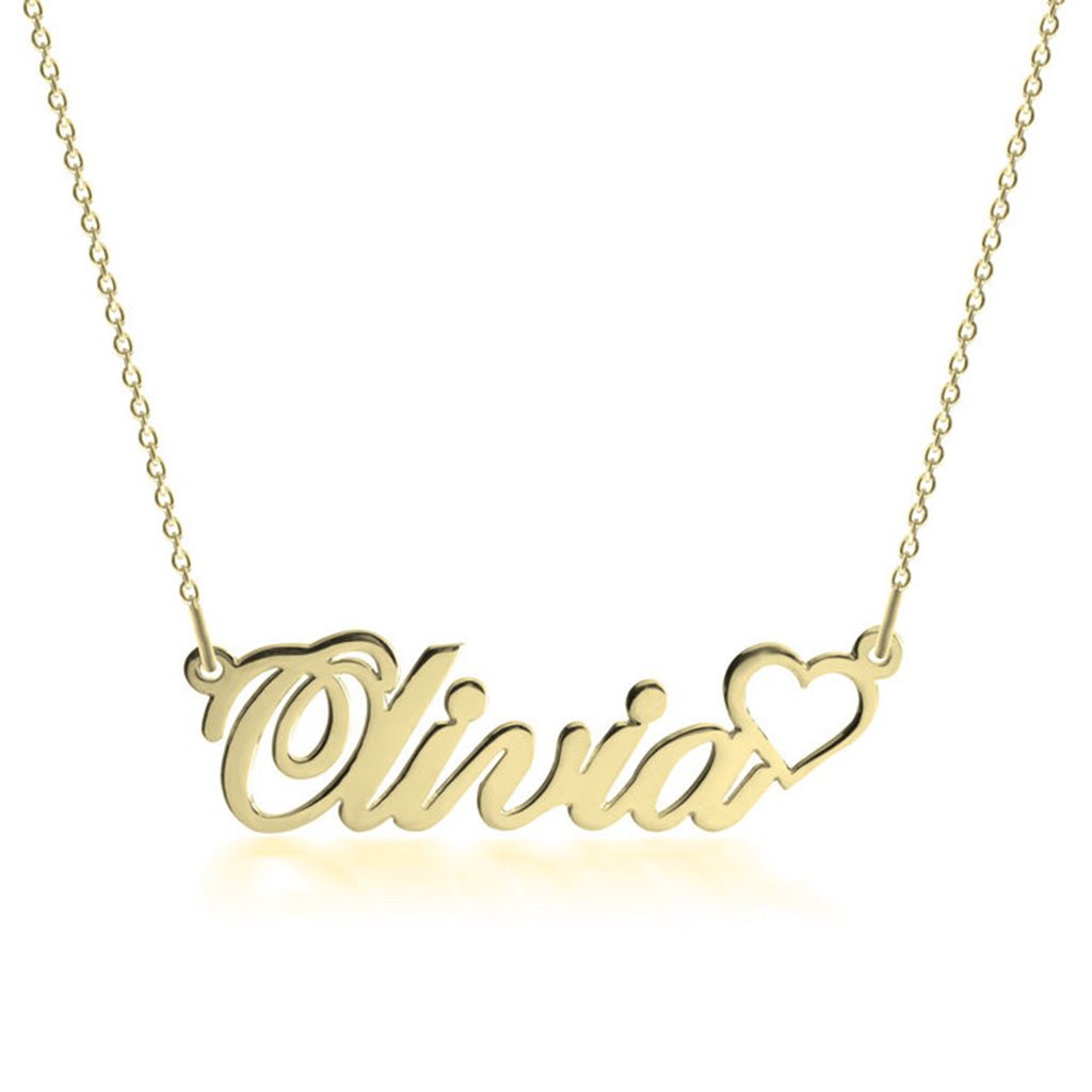 Classic Custom Name Necklace with Heart - Willow & Luna