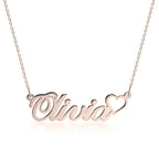 Classic Custom Name Necklace with Heart - Willow & Luna