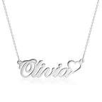 Classic Custom Name Necklace with Heart - Willow & Luna