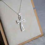 Cubic Zirconia Silver Cross Necklace - Willow & Luna