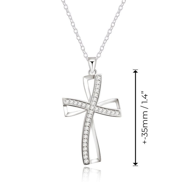 Cubic Zirconia Silver Cross Necklace - Willow & Luna