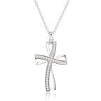 Cubic Zirconia Silver Cross Necklace - Willow & Luna