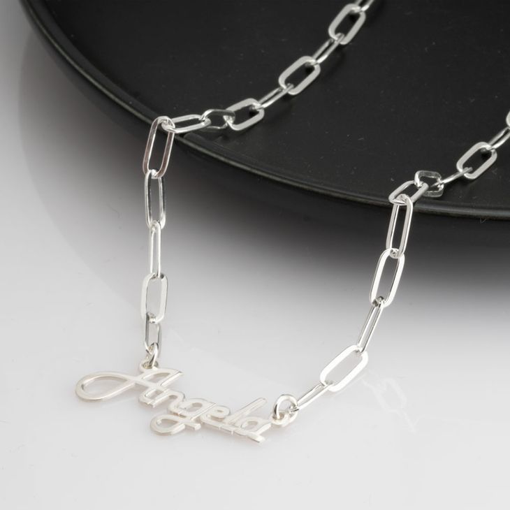 Cursive Name Necklace With Paperclip Chain - Willow & Luna