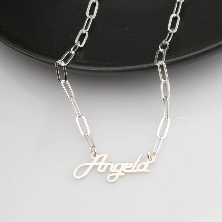 Cursive Name Necklace With Paperclip Chain - Willow & Luna