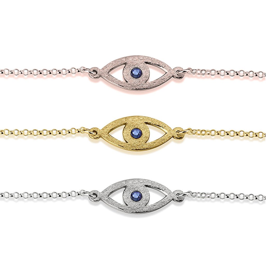 Cut Out Evil Eye Bracelet with Birthstone - Willow & Luna