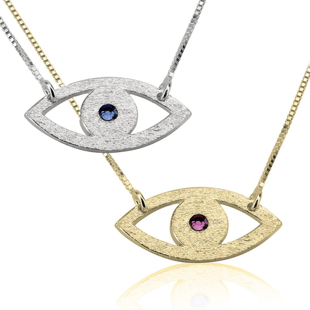 Cut Out Evil Eye with Birthstone Necklace - Willow & Luna