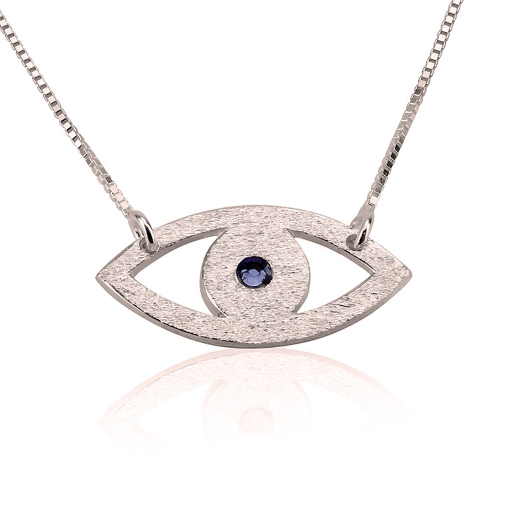 Cut Out Evil Eye with Birthstone Necklace - Willow & Luna