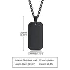 Engraved Black Onyx Dog Tag Necklace for Men - Willow & Luna