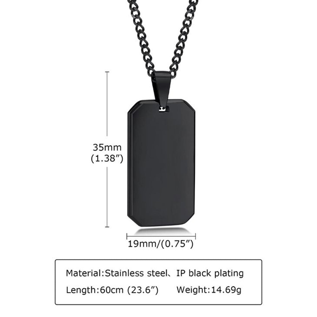 Engraved Black Onyx Dog Tag Necklace for Men - Willow & Luna