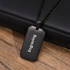 Engraved Black Onyx Dog Tag Necklace for Men - Willow & Luna