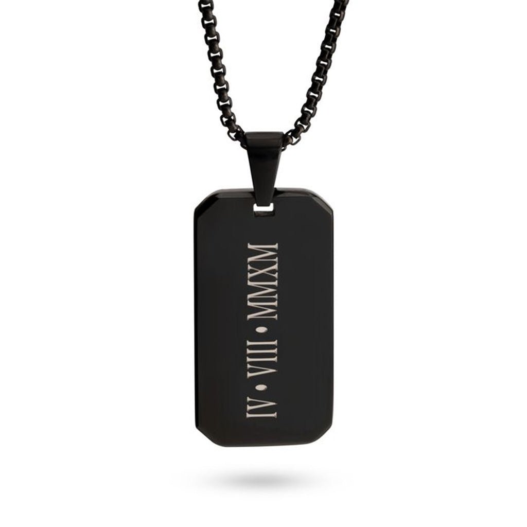 Engraved Black Onyx Dog Tag Necklace for Men - Willow & Luna