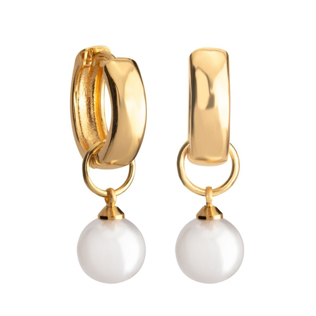 Gold Hoop Pearl Earrings - Willow & Luna