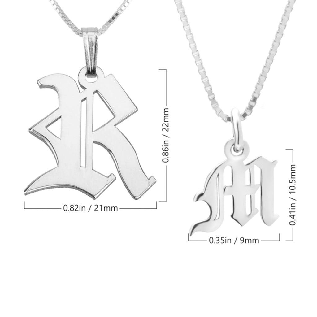 Gothic Style Old English Custom Initial Necklace - Willow & Luna