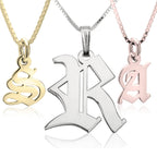 Gothic Style Old English Custom Initial Necklace - Willow & Luna