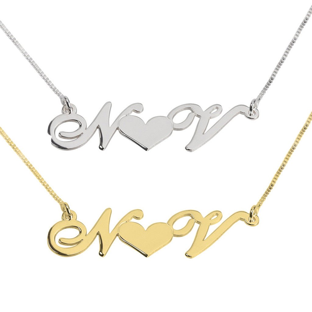 Heart Custom Initials Necklace - Willow & Luna