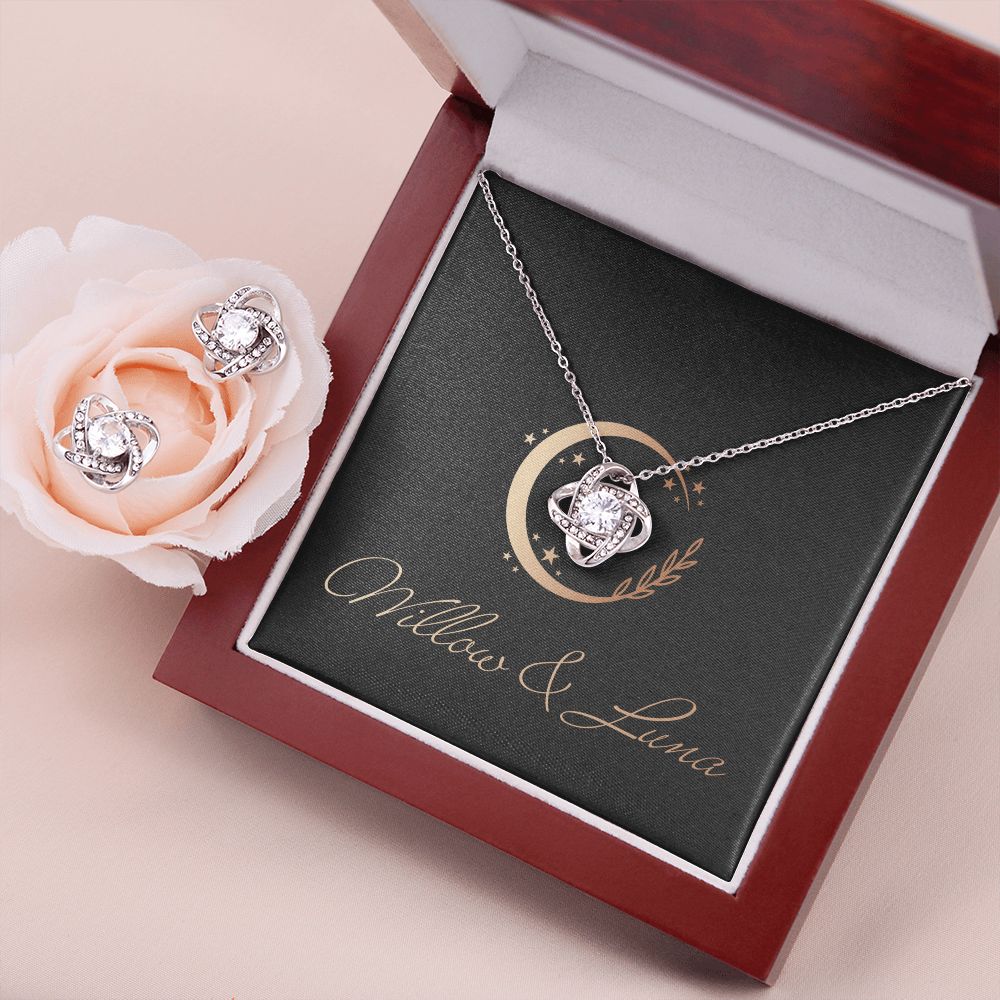 Love Knot Earring and Necklace Set - Willow & Luna - Willow & Luna