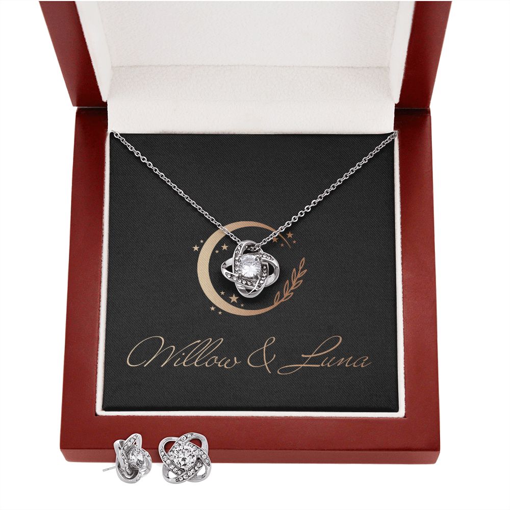 Love Knot Earring and Necklace Set - Willow & Luna - Willow & Luna