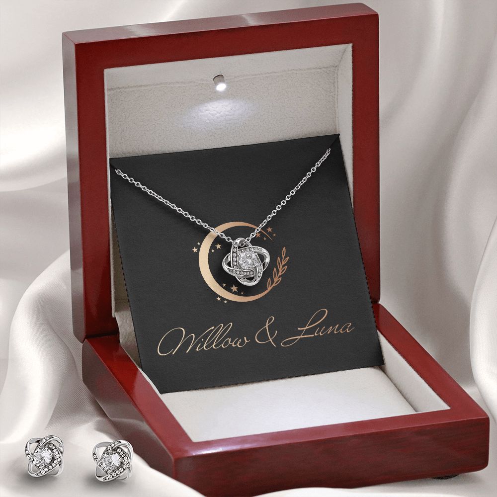 Love Knot Earring and Necklace Set - Willow & Luna - Willow & Luna