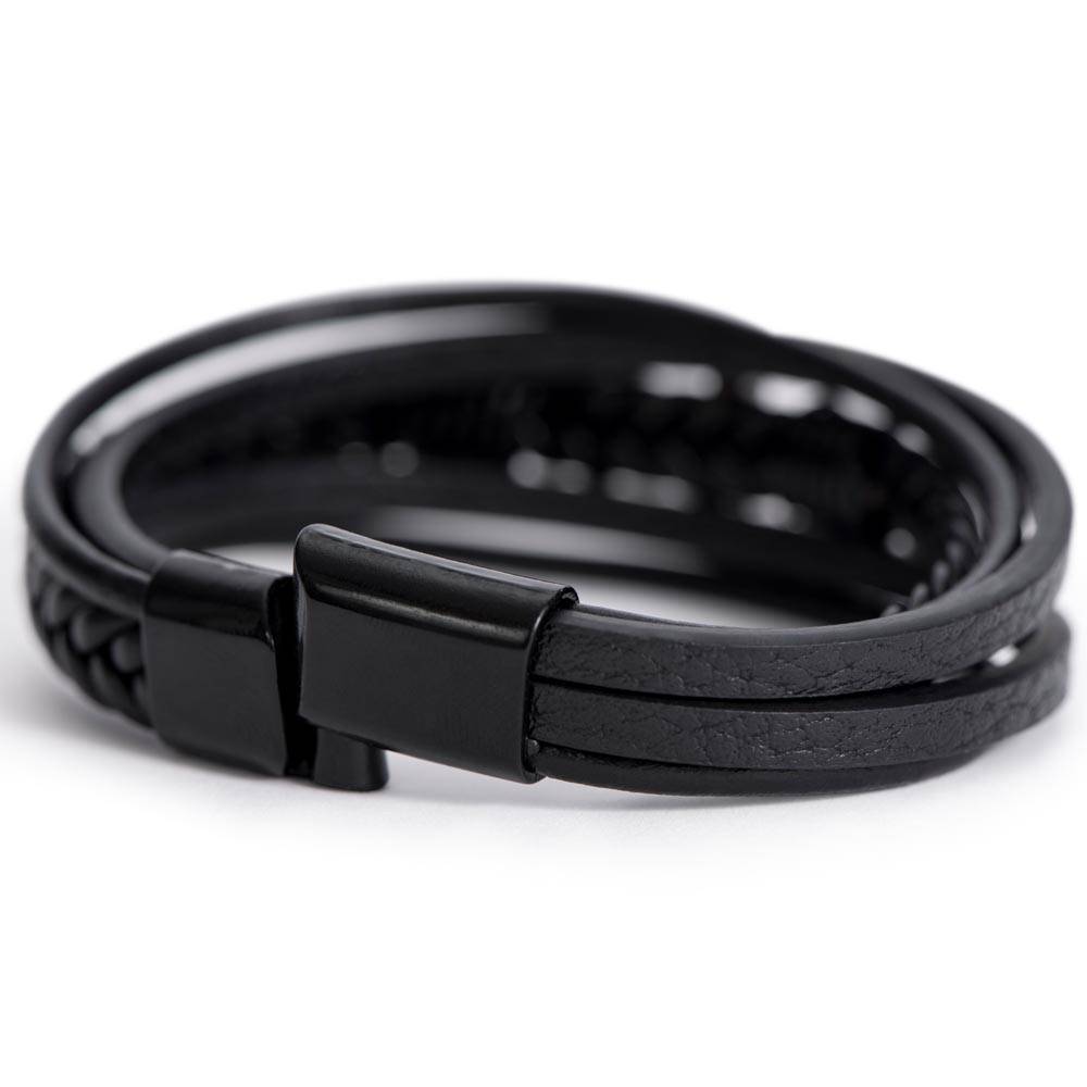 Men's Stainless Steel and Vegan Leather Cross Bracelet - Willow & Luna