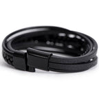 Men's Stainless Steel and Vegan Leather Cross Bracelet - Willow & Luna