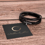 Men's Stainless Steel and Vegan Leather Cross Bracelet - Willow & Luna