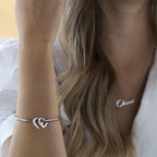 Mom Charm Bangle Bracelet with Kids Names - Willow & Luna