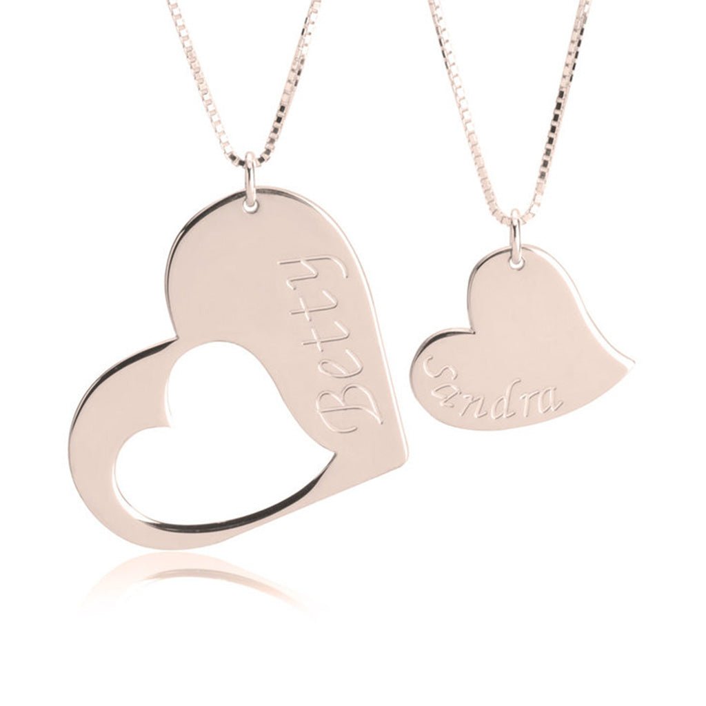 Personalized Heart Necklace Set for Mom Daughter – Willow Luna