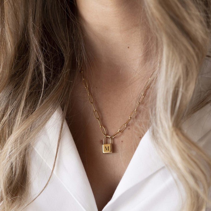 Initial Lock Gold Necklace Gold | Warner Music Official Store