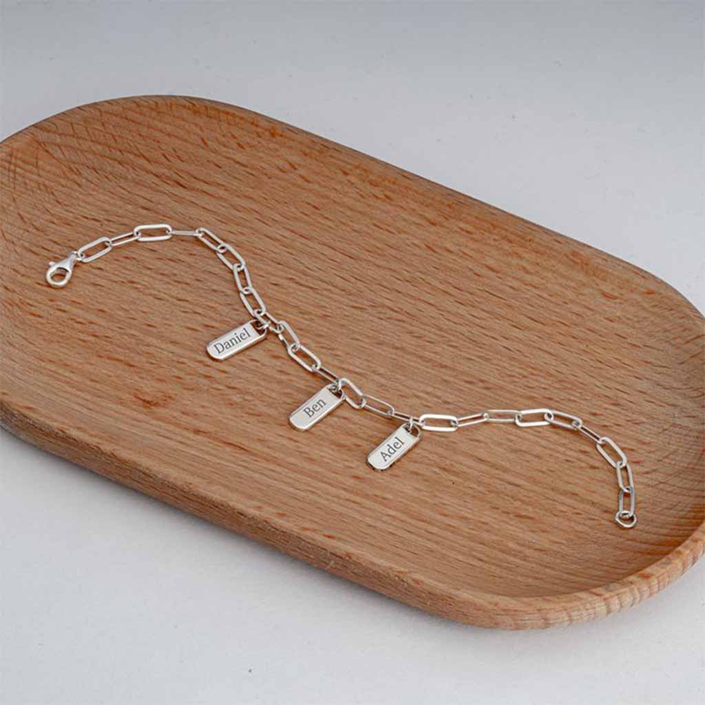 Paperclip Charms Bracelet Personalized Names - Willow & Luna