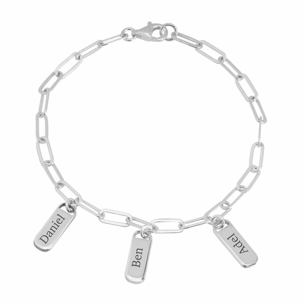 Paperclip Charms Bracelet Personalized Names - Willow & Luna