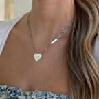 Paperclip Heart and Bar Custom Names Necklace - Willow & Luna