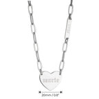 Paperclip Heart and Bar Custom Names Necklace - Willow & Luna