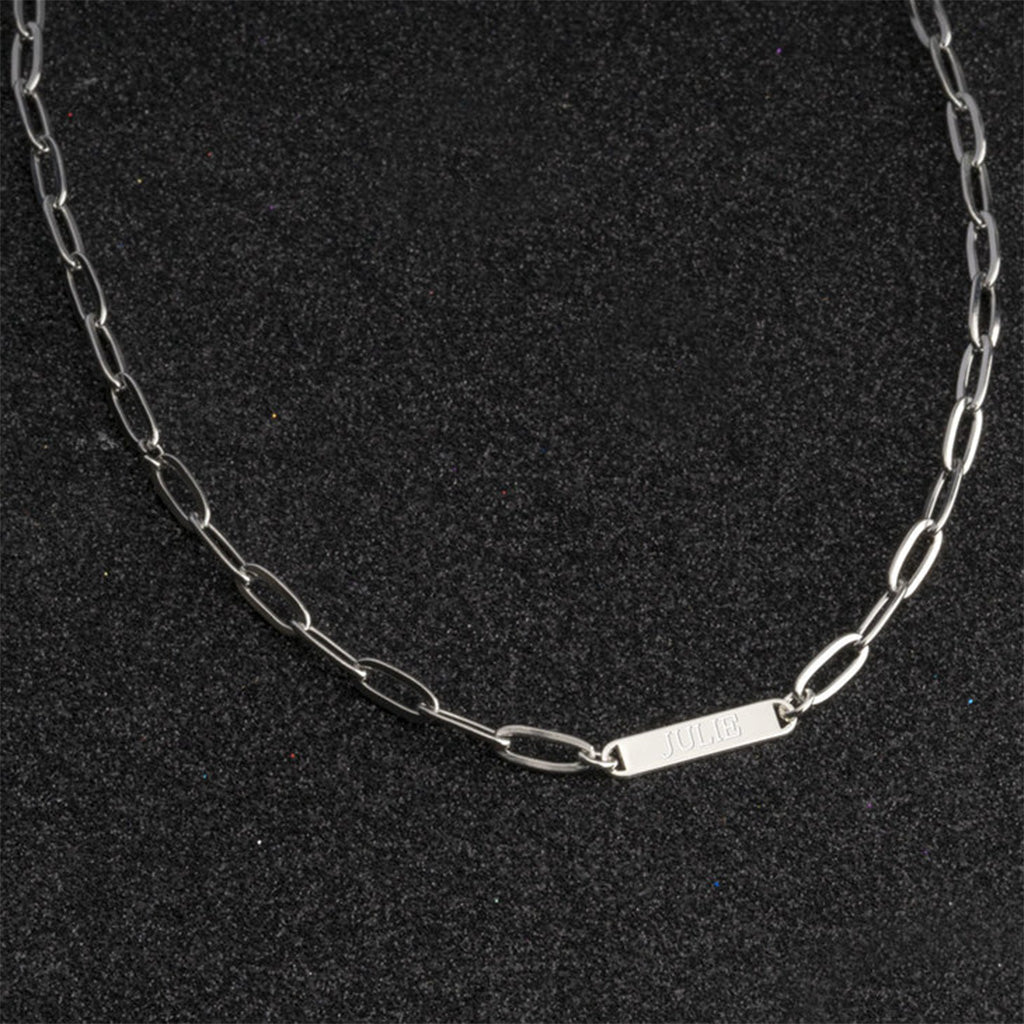 Paperclip Necklace With Small Custom Name Nameplate - Willow & Luna