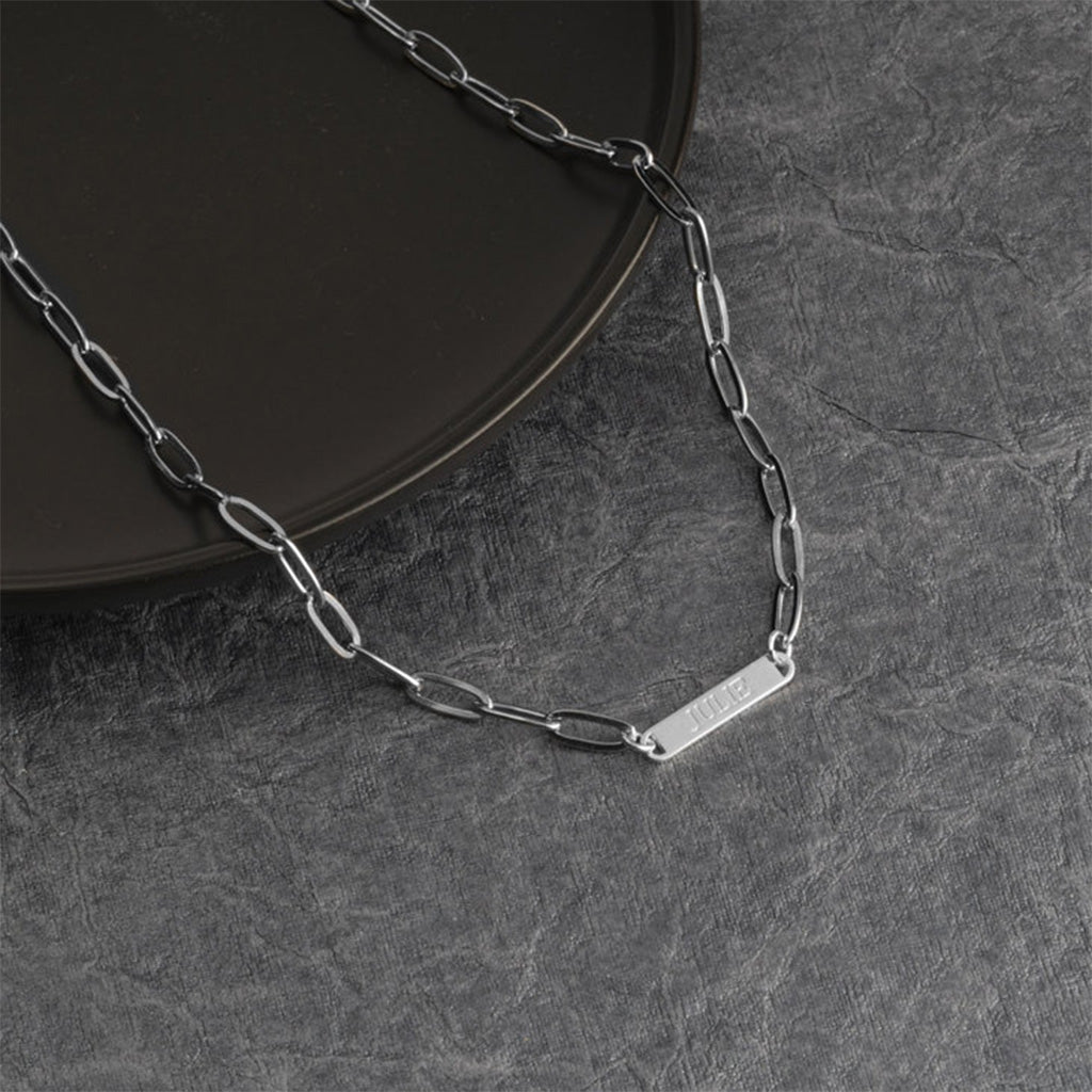 Paperclip Necklace With Small Custom Name Nameplate - Willow & Luna