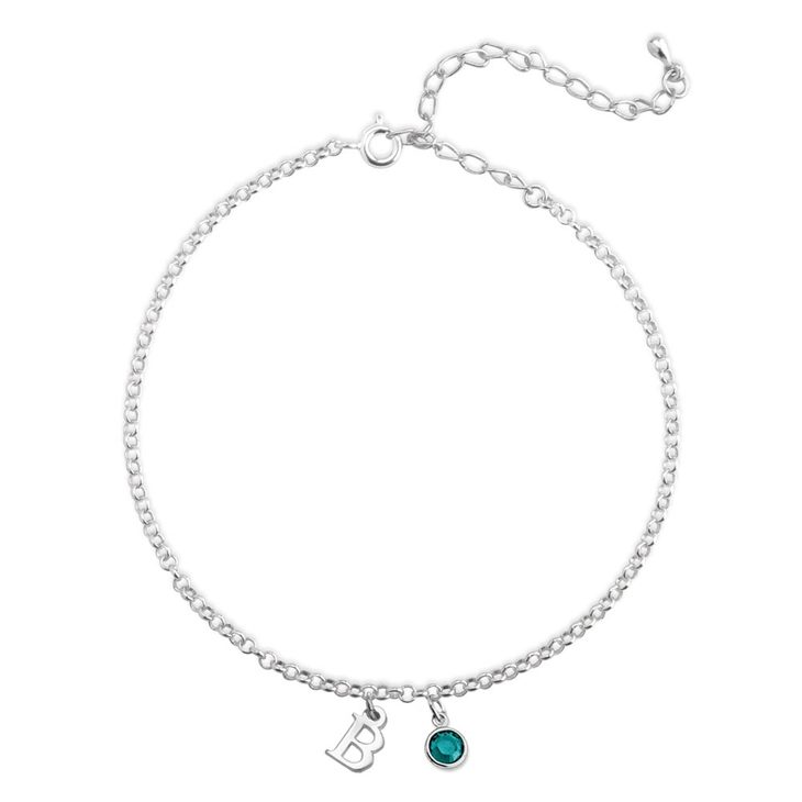 Personalized Initial Anklet with Birthstone - Willow & Luna