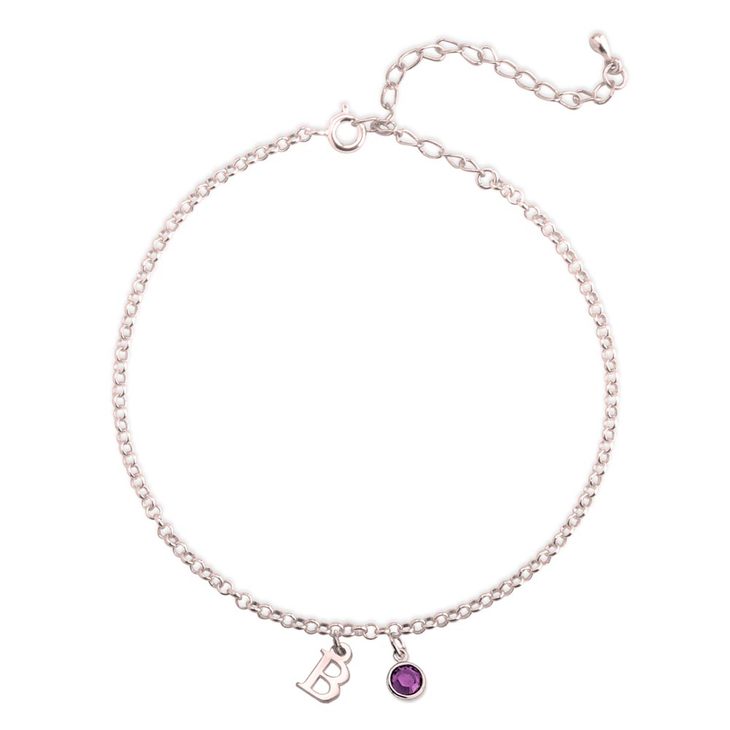 Personalized Initial Anklet with Birthstone - Willow & Luna