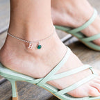 Personalized Initial Anklet with Birthstone - Willow & Luna