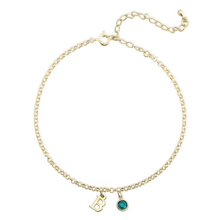 Personalized Initial Anklet with Birthstone - Willow & Luna
