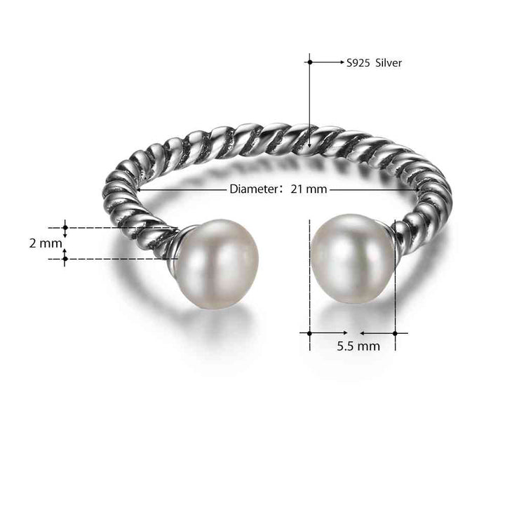Silver Pearl Ring - Willow & Luna